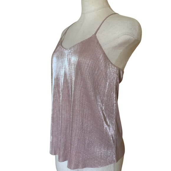 Express Metallic Pink Pleated Cami Top Size XS NEW with Tag - Picture 3 of 12